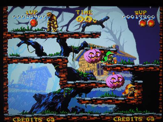 Beat each stage before the clock expires or the dreaded Purple Jack-O'-Lantern will come for you.